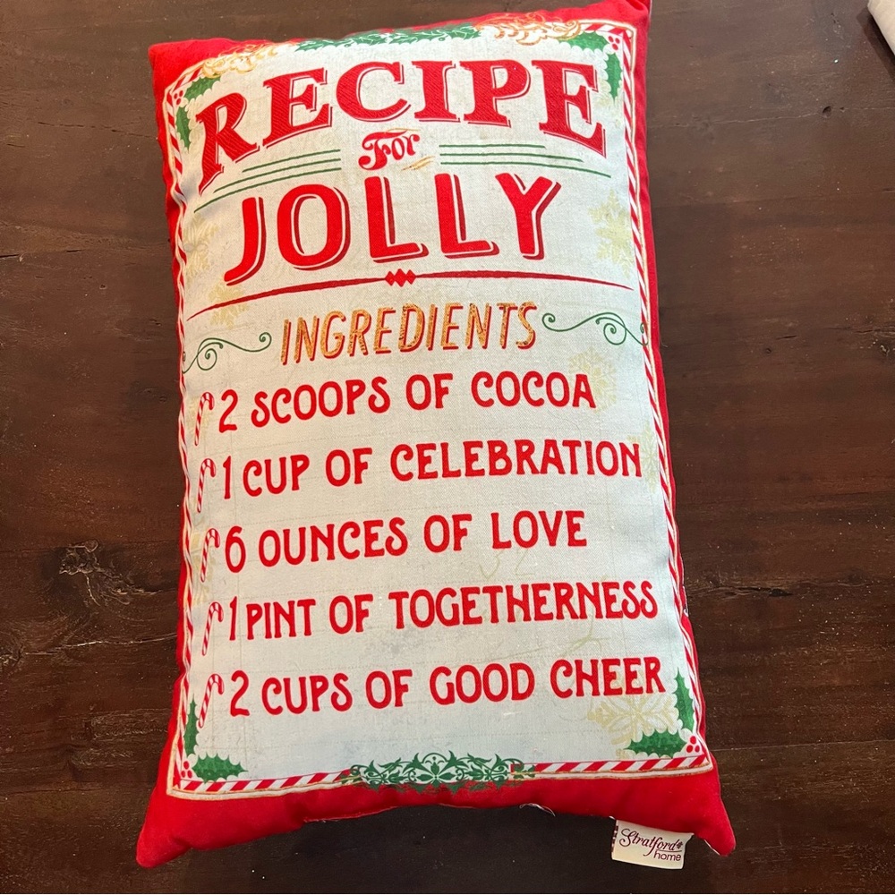Recipe For Jolly Holiday Pillow - Red, Green, and White